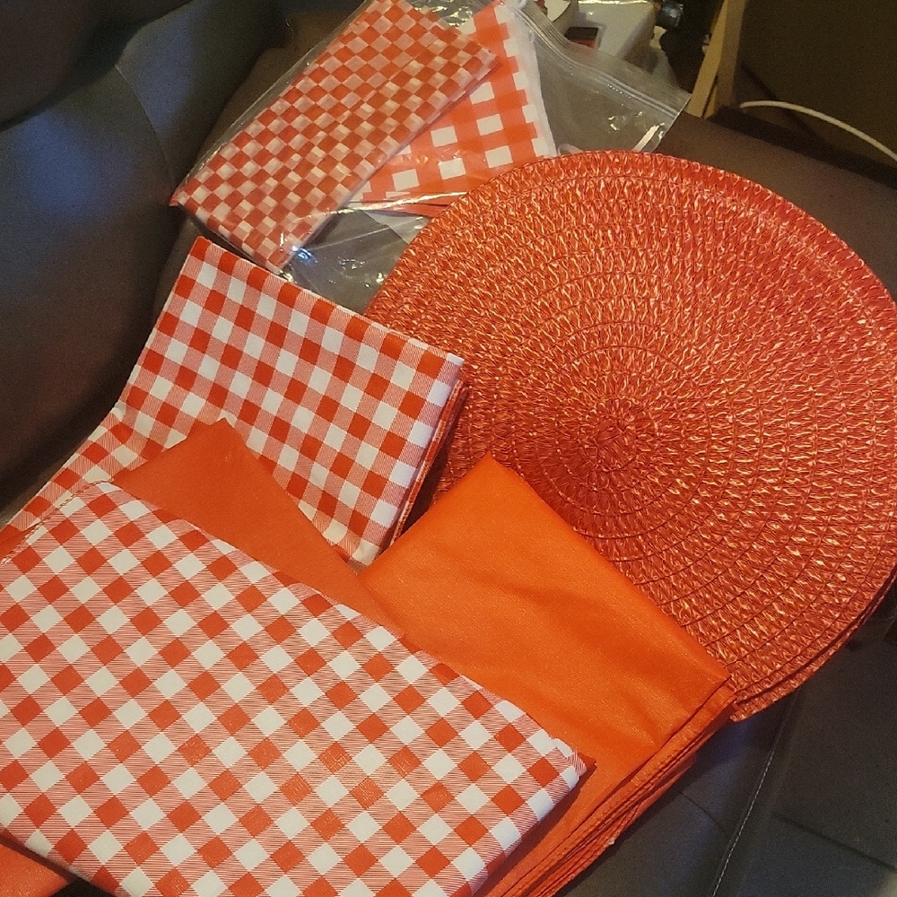 Red and White Checkered Table Set